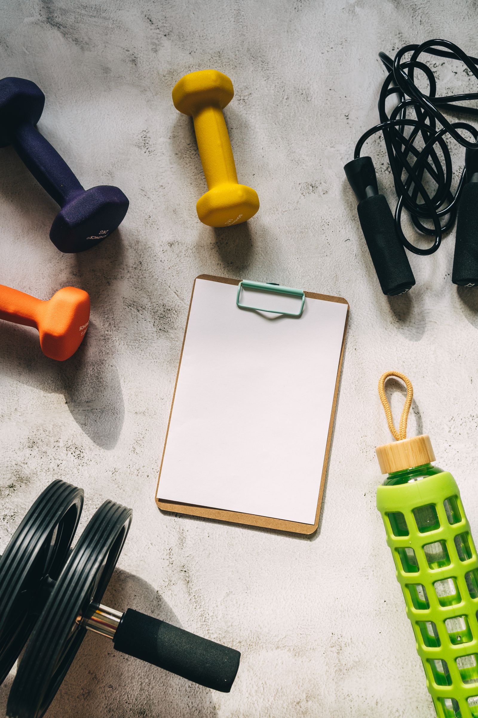 Gym equipment on floor