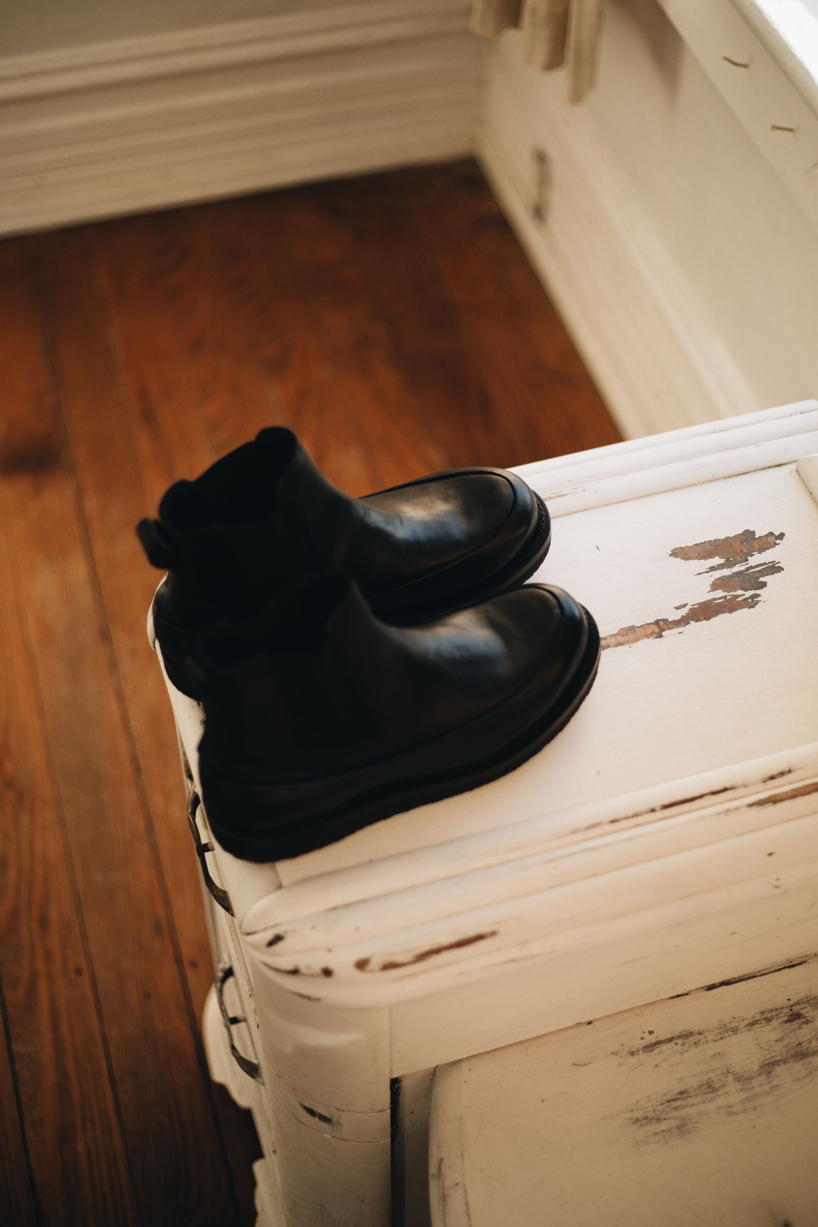 Black leather boots