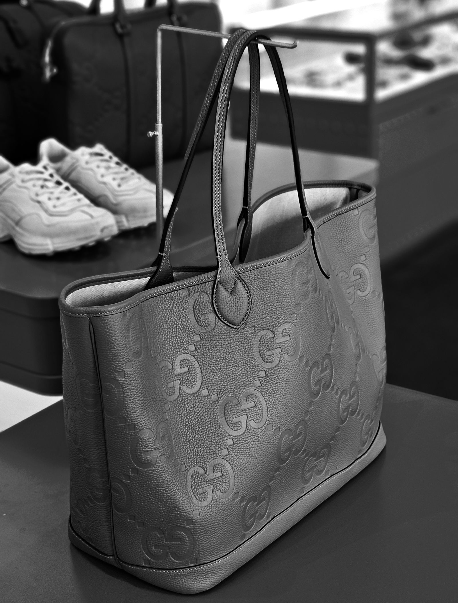 Handbags displayed in boutique